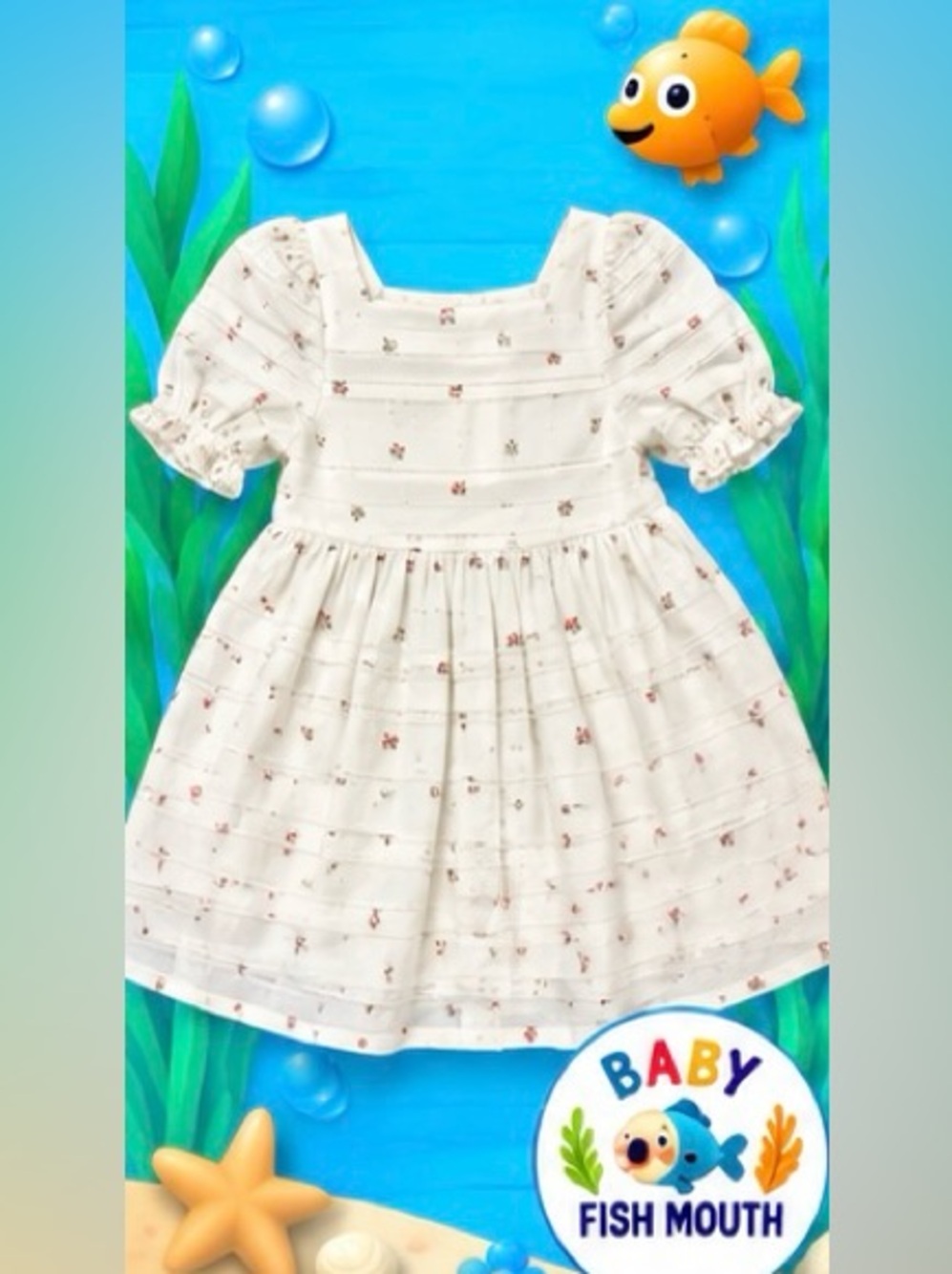 Janie and Jack Baby Floral Lace Cotton Dress 12-18M Baby Fish Mouth